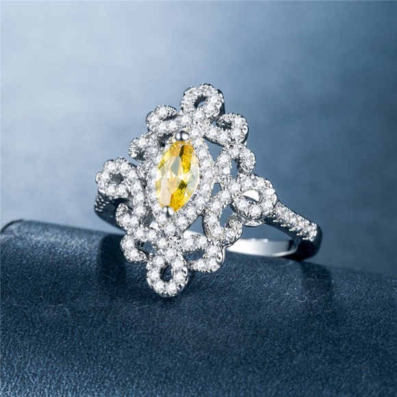 925 Silver Ring Marquise Cut Citrine New - Picture 3 of 7